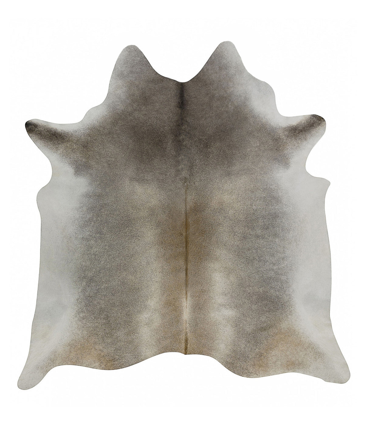 Dark Gray Beige Solid Cowhide Rug - L