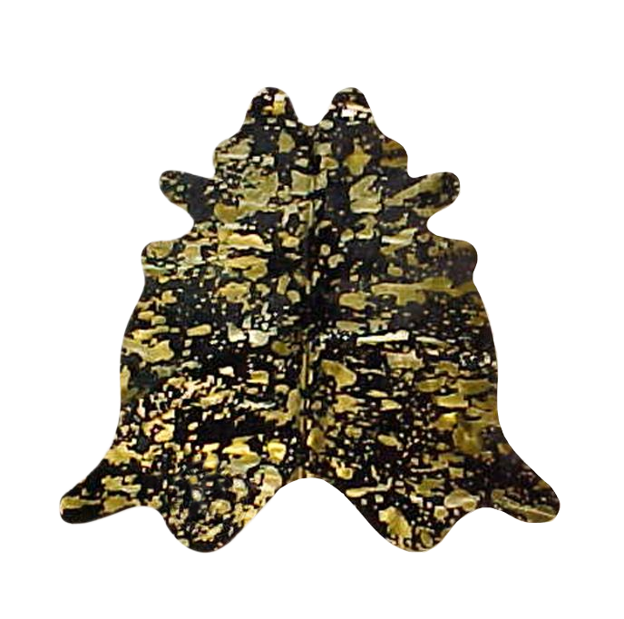 Metallic Gold on Black Cowhide Rug