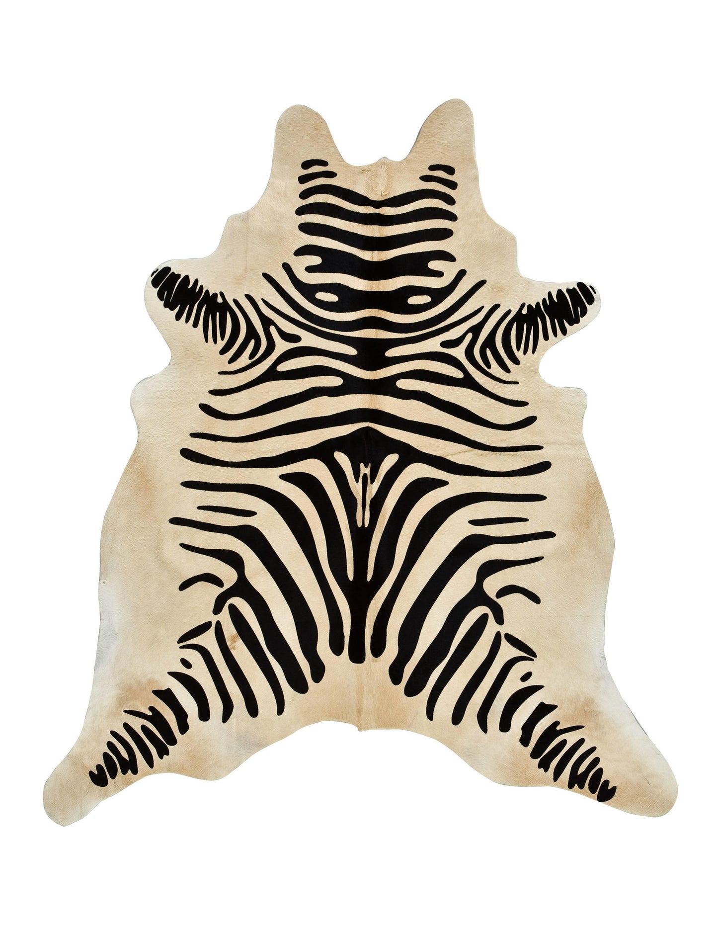 Zebra Print cowhide rug Black on Light Brown