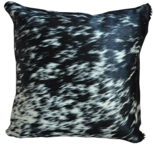 Black Salt and Pepper Cowhide Pillow - Single Sided