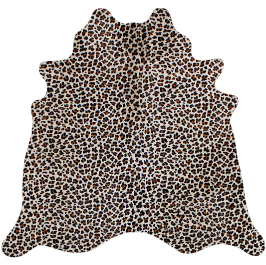Leopard on Tan Cowhide Rug