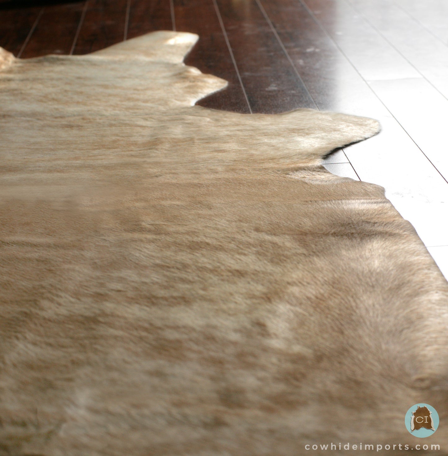 Large Light Brown Brindle Cowhide Rug alternate angle