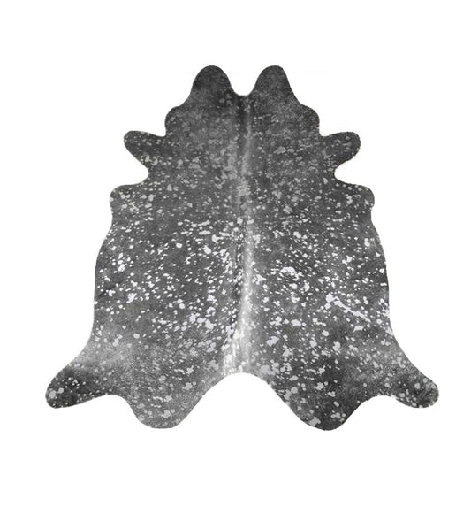 Metallic Silver on Gray Cowhide Rug