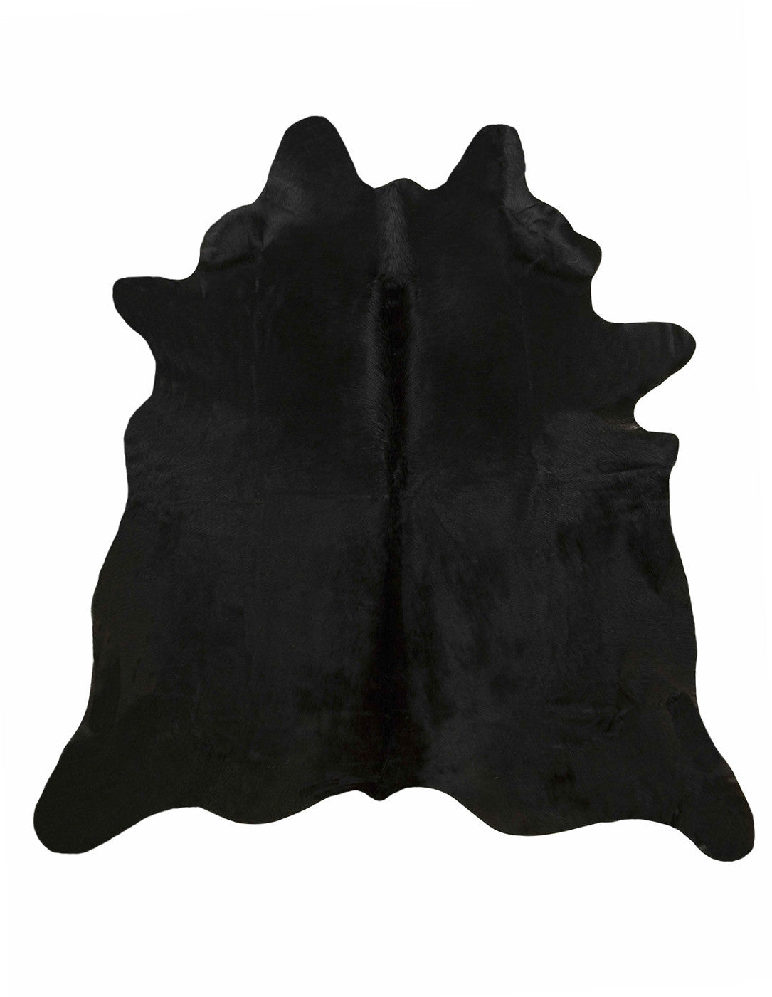 Solid black cowhide rug large