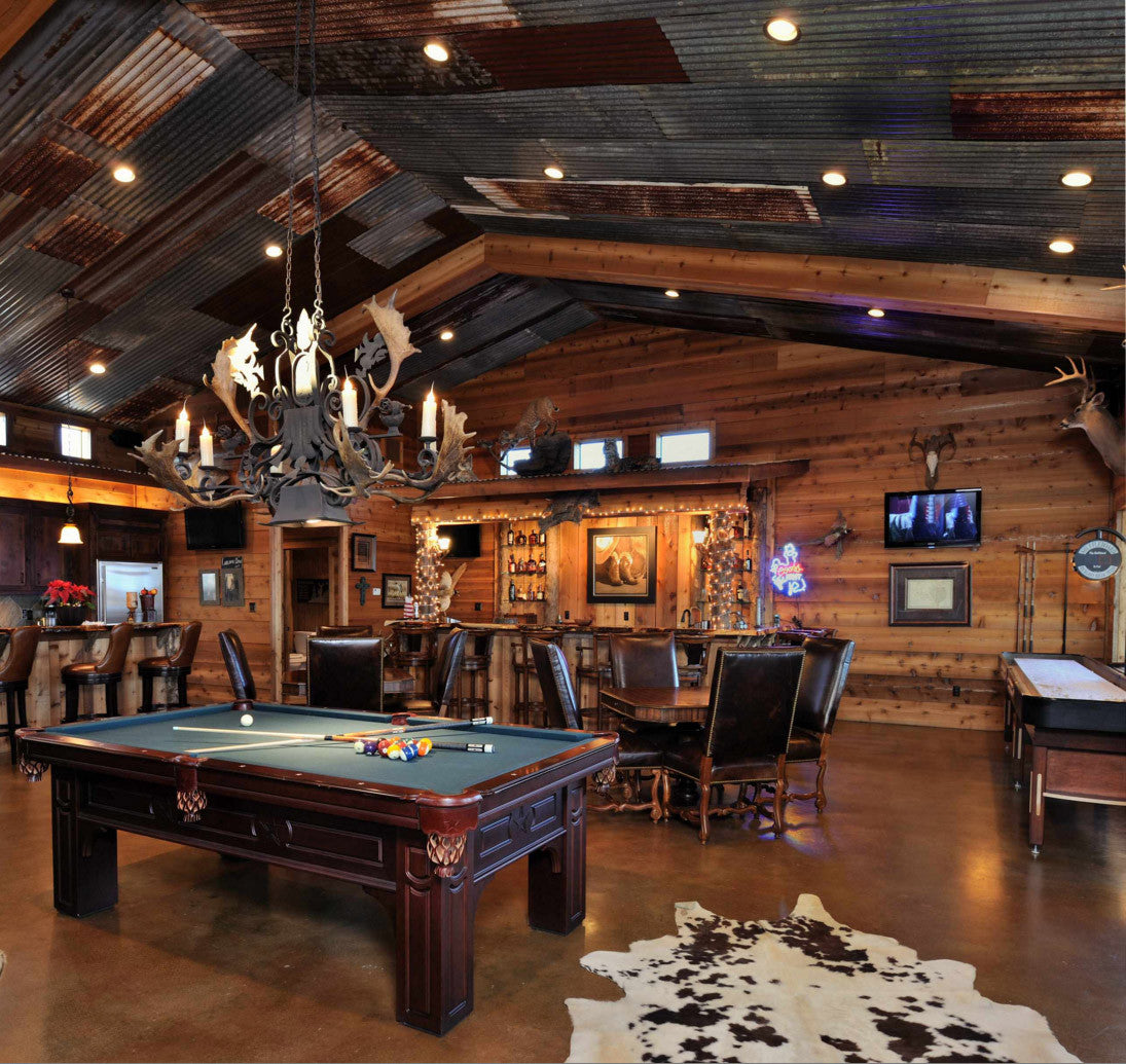 Tri Color Spotted cowhide rug rustic country room
