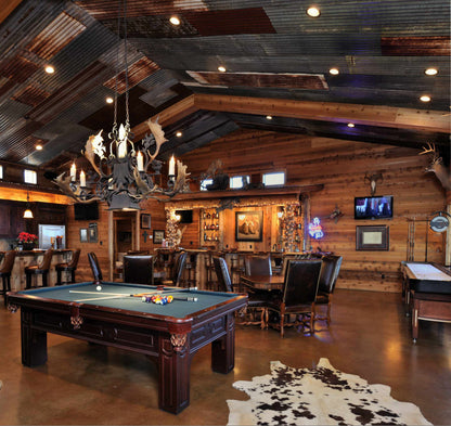 Tri Color Spotted cowhide rug rustic country room
